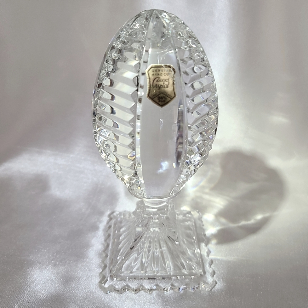 Hand Cut Lead Crystal Pedestal Egg Paperweight Bookend
